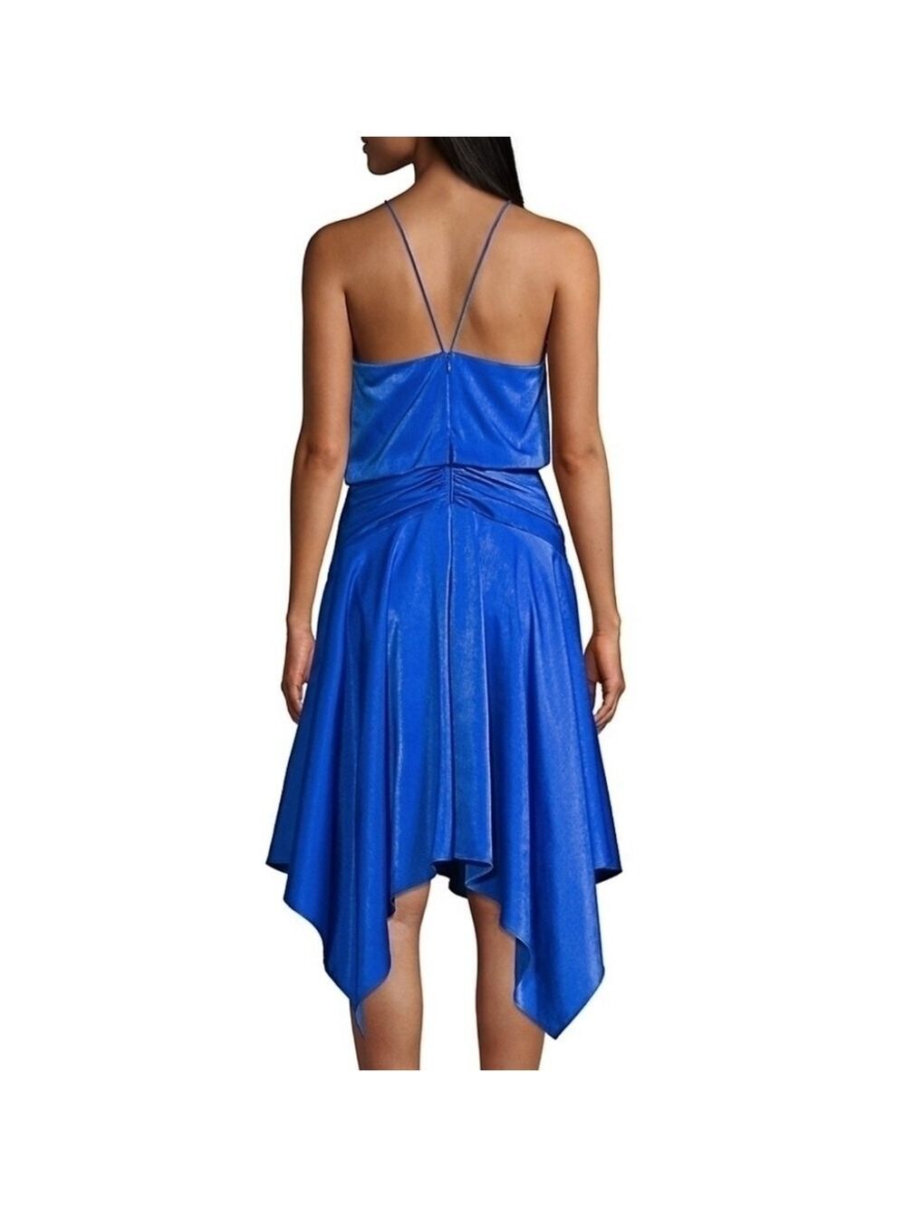 Aidan Mattox Charmeuse Blouson assymetrical handkerchief hem cocktail dress NWT - Picture 5 of 10